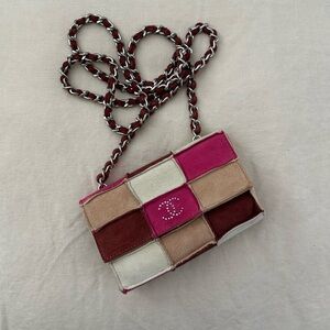 Vintage Chanel Suede Patchwork Micro Bag